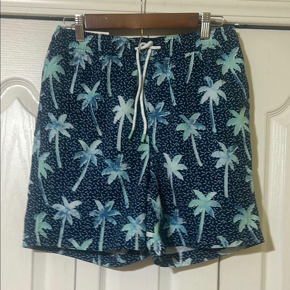 Tropical Palm Tree Men's Swim Shorts - Blue